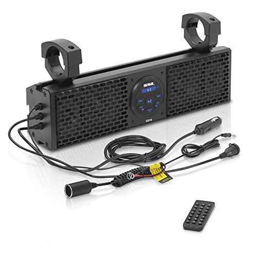SB18 Sound Storm Laboratories UTV Sound Bar System - 18 Inch Wide, Weatherproof IPX5 Rated, Bluetooth, Amplified, 4 Inch Speakers, 1 Inch Horn Loaded Tweeters, Easy Installation for 12 Volt Vehicles
