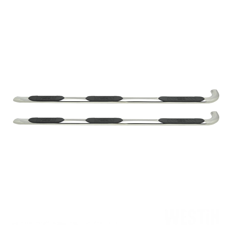 Westin 24-54590 4 Platinum Oval Wheel to Wheel Step Bar fits 2015-2019 Silverado Sierra 2500 3500 Crew Cab 8' Bed Polished Pair