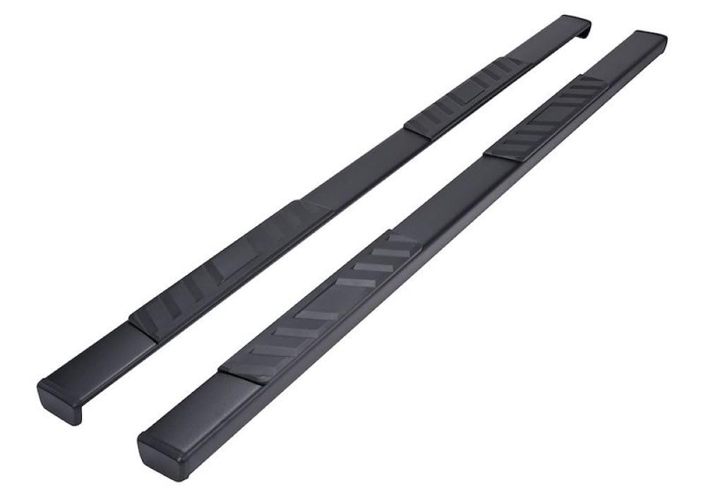 Step Bar Pair TrailFX Fits 2019-2023 Ford Ranger 4 Inch Trapezoid Nerf Bar Side Steps with Step Pads Titanium Black Powder-Coated Steel Rocker Panel Mount No Drilling Required TrailFX A4020B