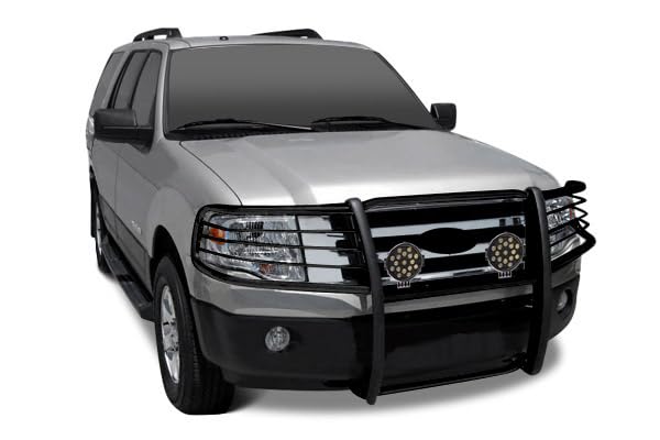 Bumper Guard Black Horse Grille Brush Modular Come with Pair of 7.0" Dia.LED Lights with Black Trim Rings Compatible with 1995-2001 Ford Explorer|1997-2001 Mercury Mountaineer-17F80218MA-PLB