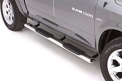 Lund RealTruck 23979005 Polished Stainless Steel 5" Oval Straight Nerf Bars for 2019 Silverado 1500 Double Cab, Rocker Panel Mount