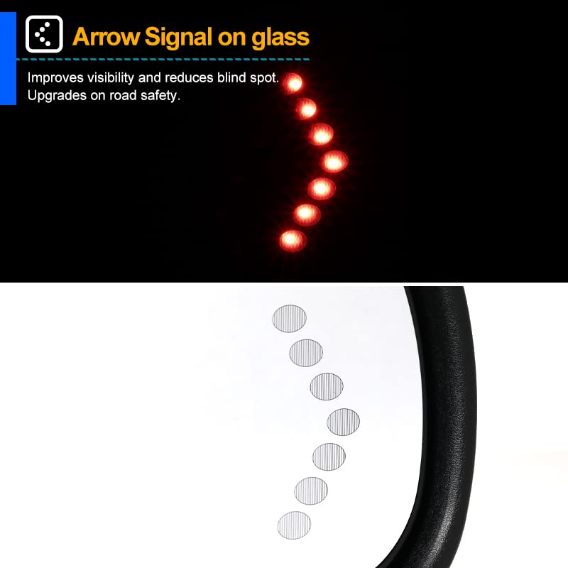 Spec-D Tuning Power Right Passenger Side Heated Manual Fold LED Arrow Mirror Compatible with 2007-2013 Chevy Silverado GMC Sierra