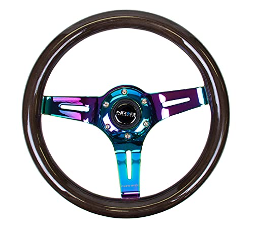 Classic NRG Wood Grain Steering Wheel (310mm) Black w/Neochrome 3-Spoke Center