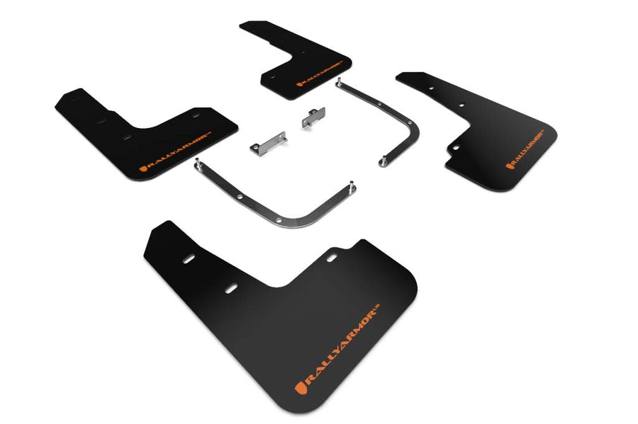Rally Armor UR Black Mud Flap with Orange Logo FITS 2019+ Hyundai Veloster Turbo R-Spec MF58-UR-BLK/OR