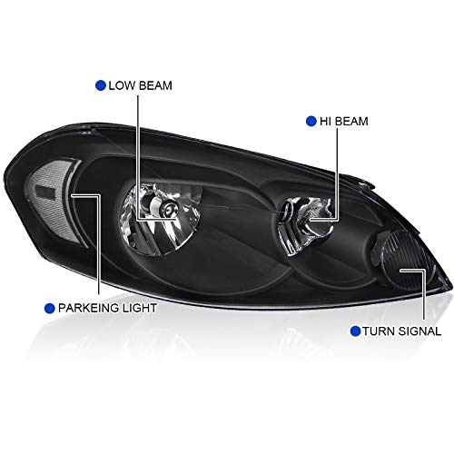Spec-D Tuning Headlights- LH-IPA06JM-RS Black Also Fit 06-07 Monte Carlo CHEVROLET IMPALA 06-13