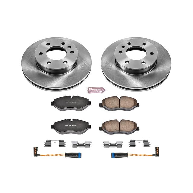 Power Stop KOE6236 Front Replacement Brake Kit-OE Brake Rotors & Ceramic Brake Pads and 2 Front Sensor Wires For Sprinter 2500, Freightliner Sprinter 2500, Sprinter 2500 [Model Specific]