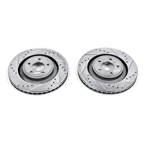 Power Stop AR83073XPR Evolution Front Drilled & Slotted Rotor Pair For Chrysler 200 2013-2014, Dodge Avenger 2013-2014, Dodge Caliber 2008-2009 [Model Specific]