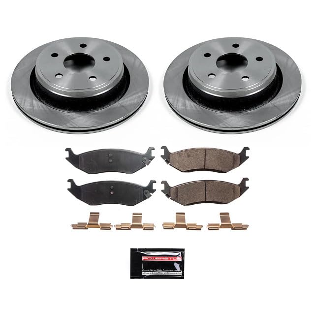 POWERSTOP Autospecialty KOE2172 Rear Replacement Brake Kit OE Brake Rotors and Ceramic Brake Pads For 2007-2009 Aspen | 2004-2009 Dodge Durango | 2002-2019 Ram 1500 5 Lug Regular & Quad Cab