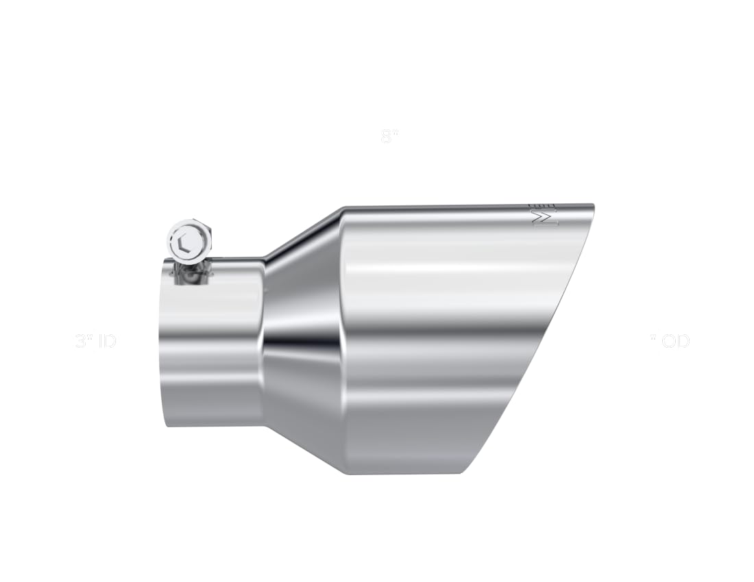MBRP T304 Stainless Steel Universal Tip 3on ID / 5in OD Out / 8in Length Angle Cut Dual Wall