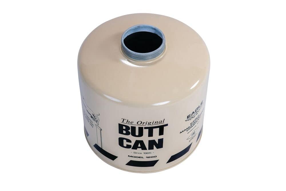 Outdoor Ashtray, Eagle Original Butt Can, Galvanized Steel with Steel Tube, 5 Gallon, Beige, 1200BEIGE