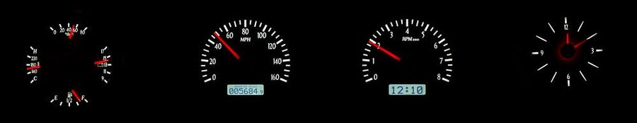 Dakota Digital VHX-68F-TOR-K-W Analog Dash Gauge System with Compatible 1968-69 Ford Torino, Fairlane and Ranchero, Black Alloy Style, White Backlighting