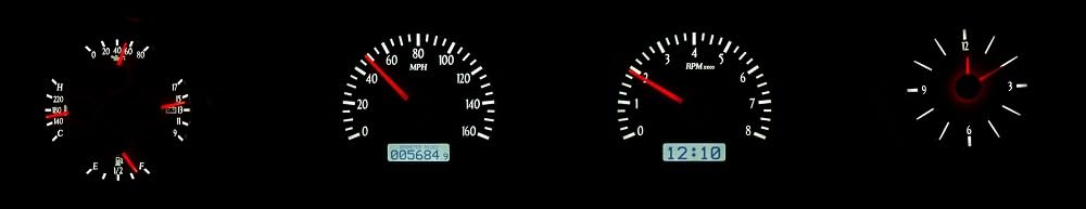 Dakota Digital VHX-68F-TOR-K-W Analog Dash Gauge System with Compatible 1968-69 Ford Torino, Fairlane and Ranchero, Black Alloy Style, White Backlighting
