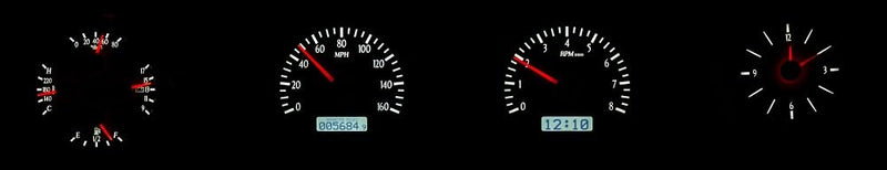 Dakota Digital VHX-68F-TOR-K-W Analog Dash Gauge System with Compatible 1968-69 Ford Torino, Fairlane and Ranchero, Black Alloy Style, White Backlighting