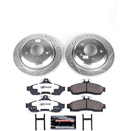 Power Stop K5064-26 Z26 Carbon Fiber Brake Pads Rear with Drilled & Slotted Brake Rotors Kit For Chevrolet Caprice 1994-1996 | Chevrolet Impala 1994-1996 [Vehicle Specific]