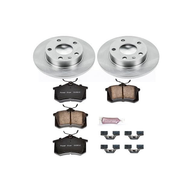 POWERSTOP Autospecialty KOE3129 Rear Replacement Brake Kit-OE Brake Rotors & Ceramic Brake Pads For Audi A4 2002-2006, Audi A4 Quattro 2002-2005 [Model Specific]