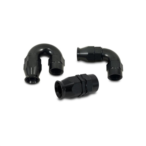 28204 Vibrant Power Fitting, Hose End, Full Flow, PTFE, 120 Degree, Reusable, 4AN Hose, 4AN Female Thread, Aluminum, Black Anodized, use with Vibrant 18000 series PTFE Lined Flex Hose, each