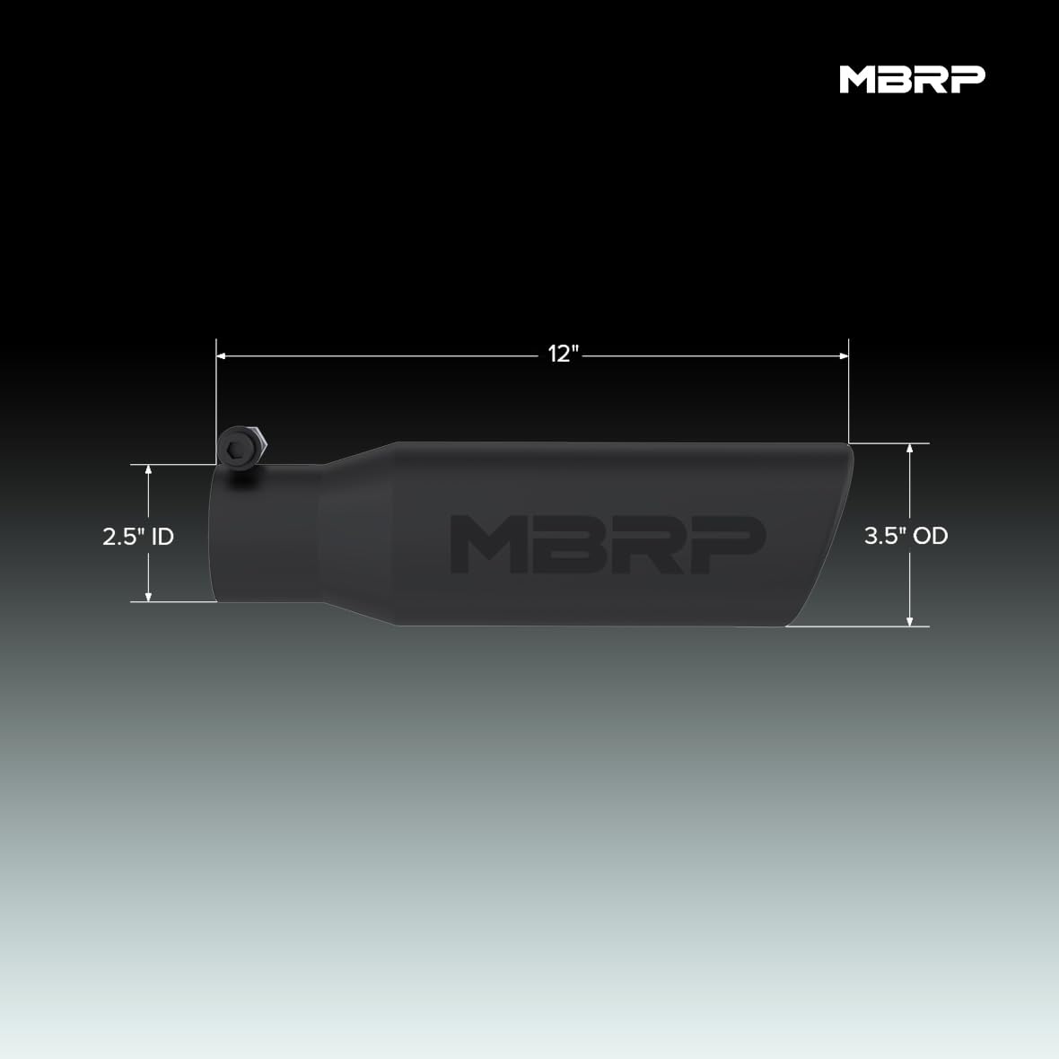 MBRP 3in O.D. Universal Tip Angled Rolled End 2 inlet 12 length - Black Finish