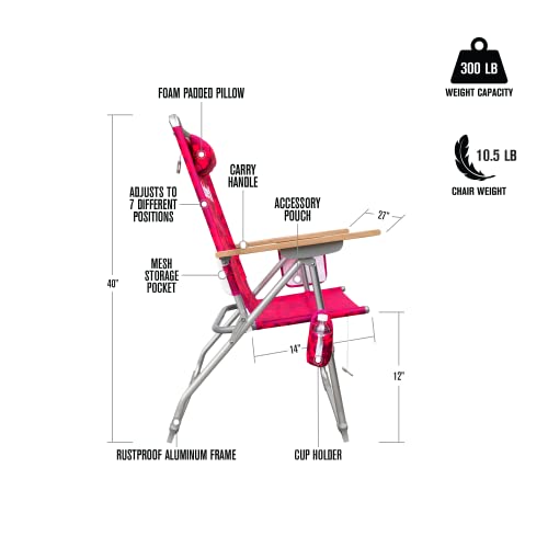 Hurley Beach Chair Hi-Boy Wood Arm, One Size, Knockout Floral Azalea