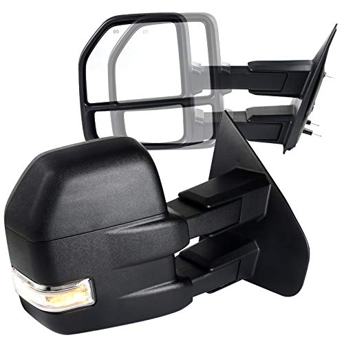 2004-2006 Ford F-150 Heated, Power Adjustable, & Manual Extendable Towing Mirrors w/ Clear Lens LED Turn Signal Lights