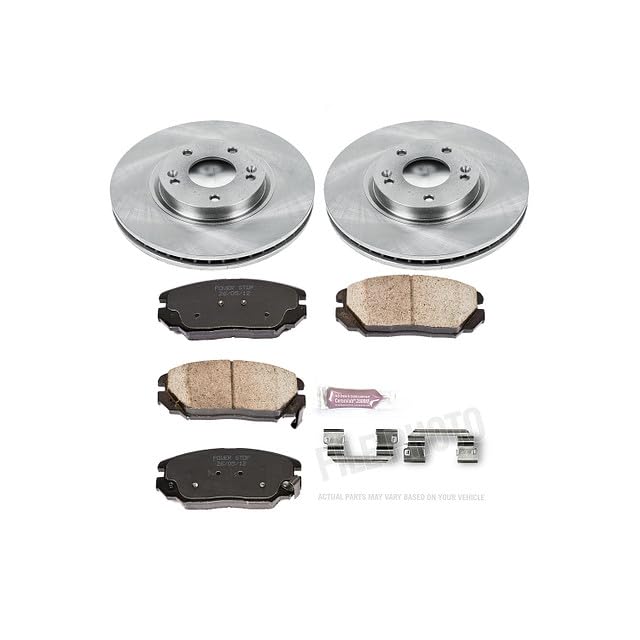 POWERSTOP Autospecialty KOE4647 Front Replacement Brake Kit-OE Brake Rotors & Ceramic Brake Pads For Hyundai Sonata 2006-2010 [Model Specific]