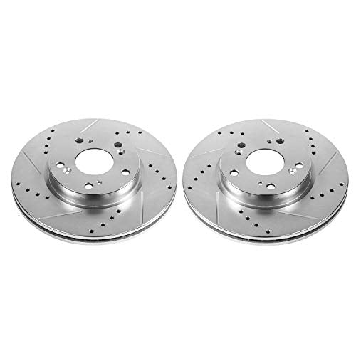 Power Stop Front JBR1556XPR Drilled & Slotted Rotor Pair For Acura ILX 2013, Honda Accord 2013-2017, Honda Civic 2012-2015, Honda Fit 2013-2014 [Model Specific]