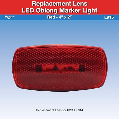 Replacement Lens RV Designer L915 for Red LED Oblong Marker Light, DOT‑Compliant