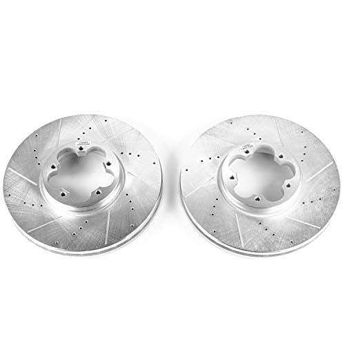 Power Stop AR85179XPR Drilled and Slotted Front Rotor Pair For E-Transit, Transit-150, Transit-150, Transit-250, Transit-250, Transit-350, Transit-350 [Model Specific]