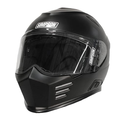 Simpson Motorcycle Ghost Bandit Helmet - Matte Black - Adult Medium | Full Face Clear Shield & Drop Down Sun Visor | Lightweight | Aerodynamic | Vented | Accepts Coms | DOT/ECE Apprvoved (GBDM3)