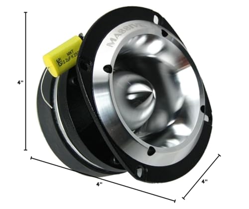 T50 Massive Audio Super Bullet Tweeter | 8 Ohm, High-Power Titanium Dome Super Tweeter, 300W MAX Pro Audio Driver, Ultra-Crisp Highs, Aluminum Housing for Car, Motorcycle & Powersports Systems