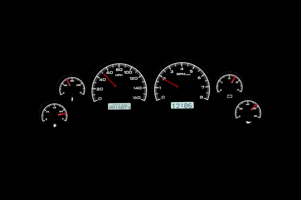 Dakota Digital VHX-94F-MUS-K-W Analog Dash Gauge System Compatible with 1994-2004 Ford Mustang Black Alloy Style White Backlighting