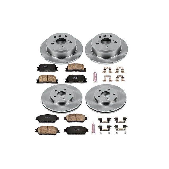 Power Stop KOE2413 Replacement Brake Kit-OE Brake Rotors & Ceramic Brake Pads For Toyota Camry Front and Rear 2005-2006 [Model Specific]