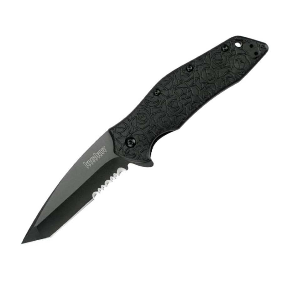 Kershaw Tanto Kuro Assisted Opening Knife (3.125" Black Serr) 1835TBLKST