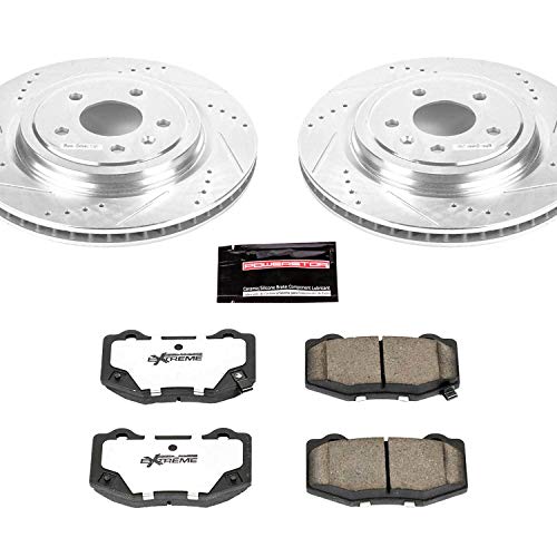 Power Stop K6535-26 Z26 Carbon Fiber Brake Pads Rear with Drilled & Slotted Brake Rotors Kit For Chevrolet Corvette 2014-2019 [Vehicle Specific]