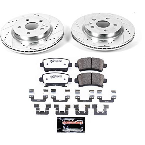 Power Stop K5547-26 Z26 Carbon Fiber Brake Pads Rear with Drilled & Slotted Brake Rotors Kit For All, LaCrosse, Regal, Cadillac XTS, Impala, Malibu, Saab 9-5 [Model Specific]
