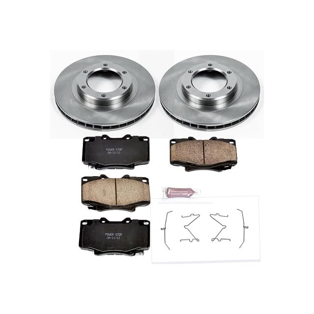 POWERSTOP Autospecialty KOE1154 Front Replacement Brake Kit-OE Brake Rotors & Ceramic Brake Pads For Lexus LX450 1996-1997, Toyota Land Cruiser 1993-1997 [Model Specific]