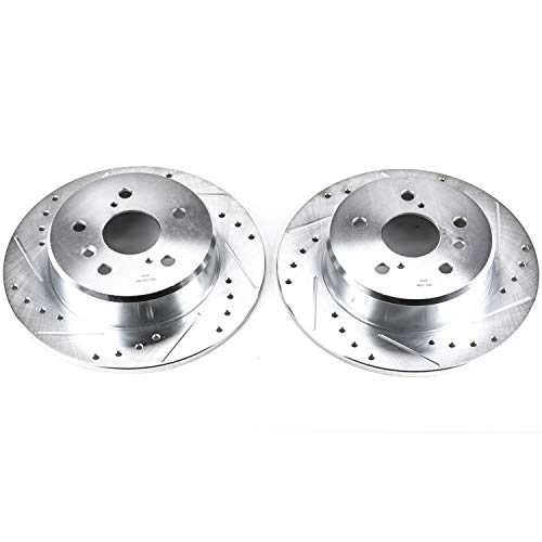 Power Stop Rear JBR738XPR Drilled & Slotted Evolution Rotor Pair For Lexus RX300 1999-2003, Toyota Highlander 2001-2003 [Model Specific]