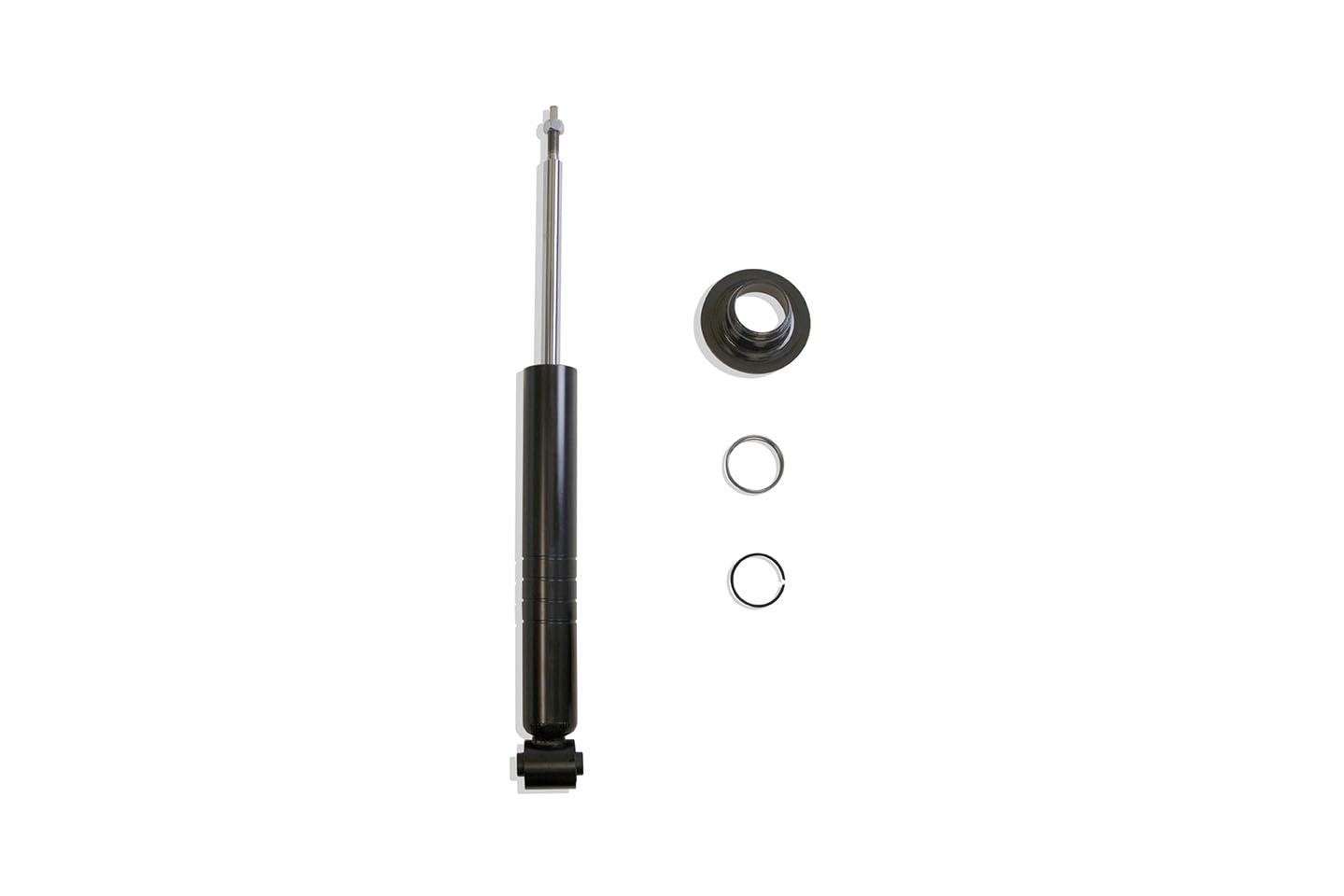 Max Trac Part# 230803 is A 0"-3" Rear Adjustable LOWERING STRUT (Individual) Black W/Coil SEAT, Retainer Clip & Retainer Collar