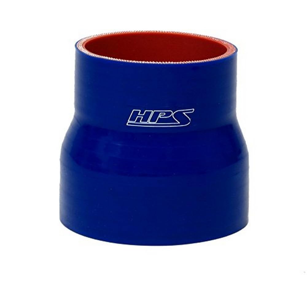HPS Silicone HTSR-150-175-L4-BLUE High Temperature 4-ply Reinforced Reducer Coupler Hose, 100 PSI Maximum Pressure, 4" Length, 1.5" > 1.75" ID, Blue