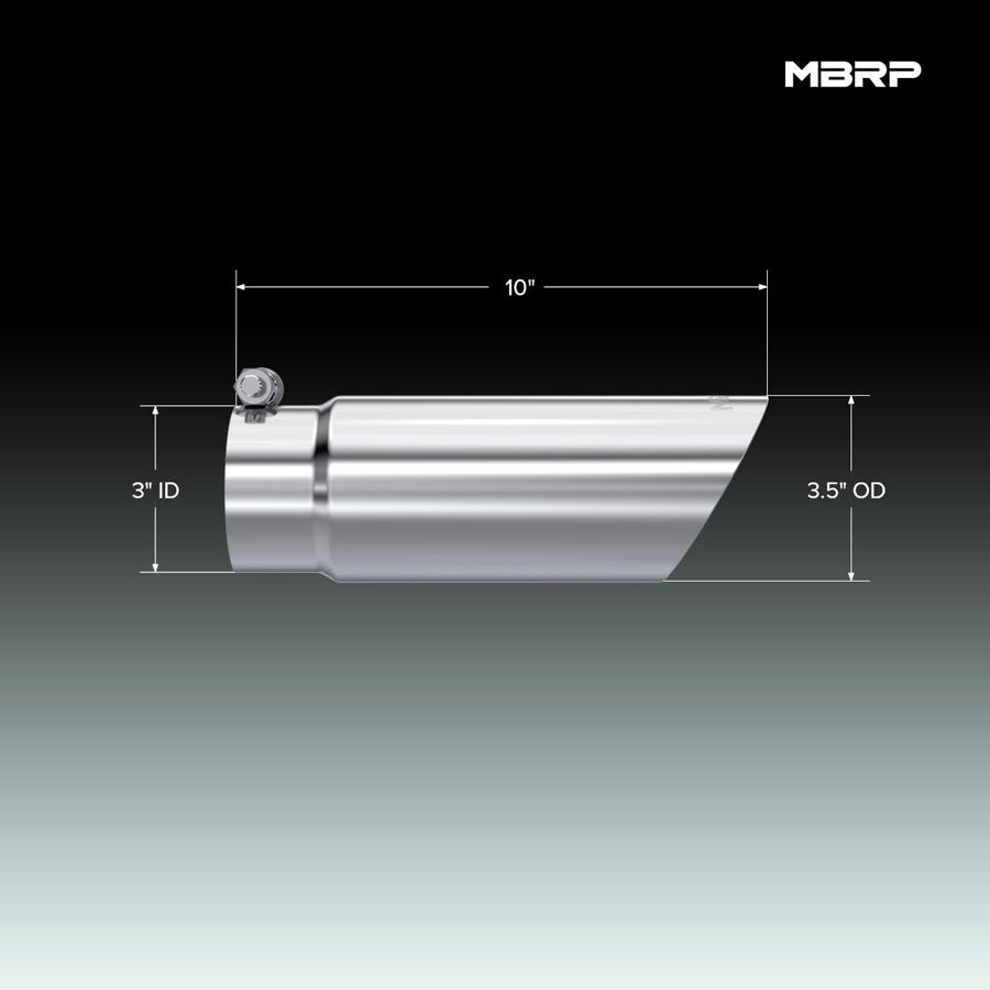 MBRP Dual Wall Universal Tip 3in O.D. Angled End 3 inlet 12 length