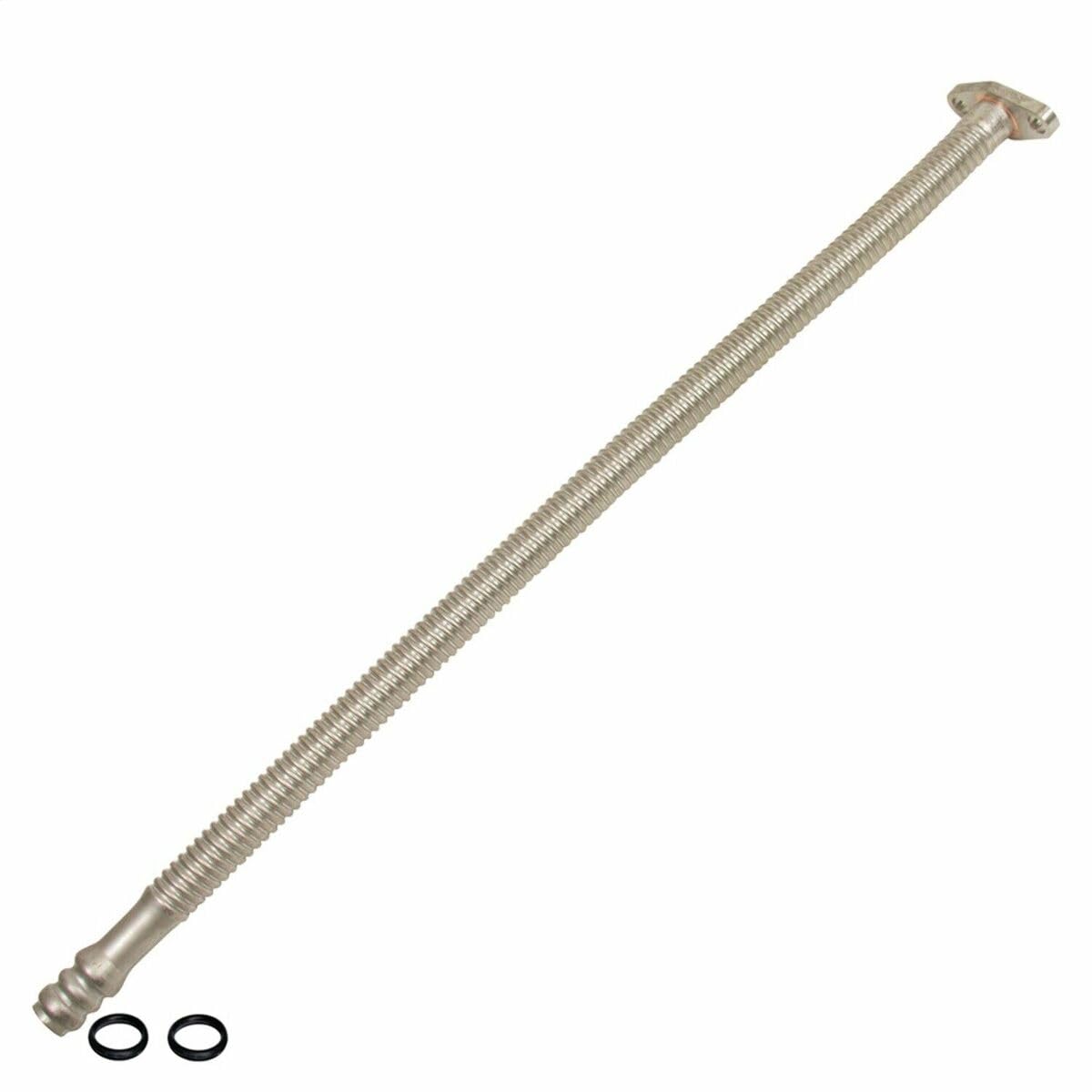 1453106 BD Diesel Supercharger Oil Drain Line; 23 in.; Flexible Stainless Tubing; Designed To Slip Into Cummins Oil Drain Ports; Ideal For Performance Single Or Compounded Turbo Installs;