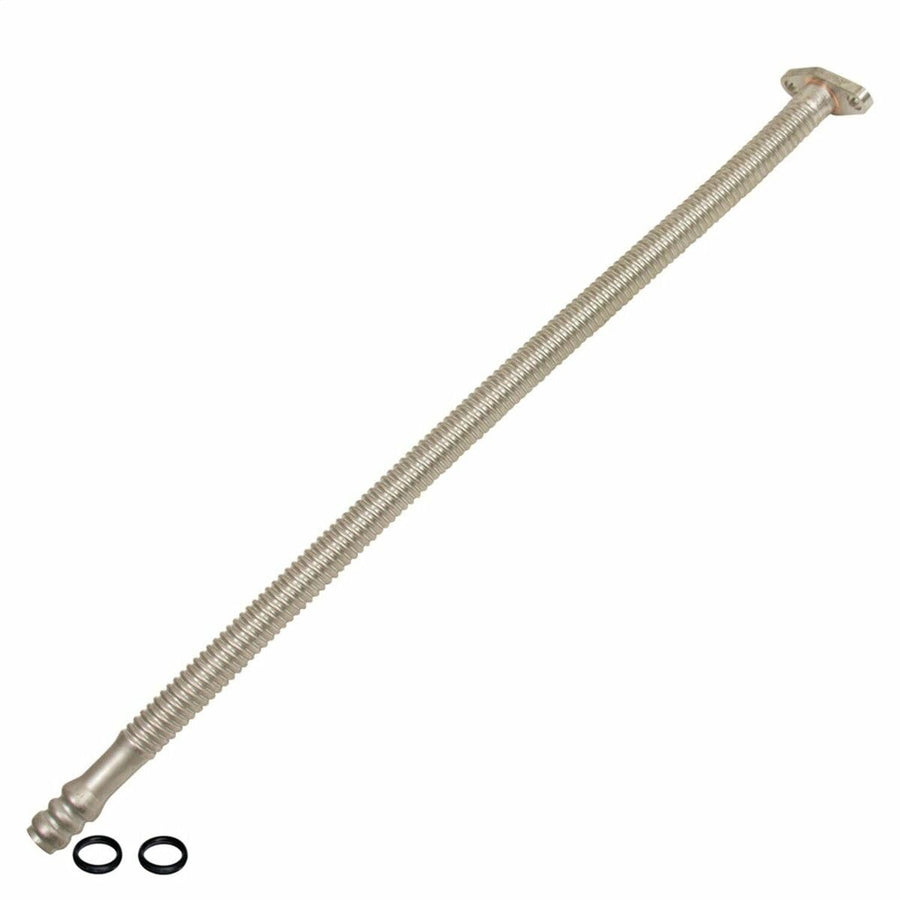 1453106 BD Diesel Supercharger Oil Drain Line; 23 in.; Flexible Stainless Tubing; Designed To Slip Into Cummins Oil Drain Ports; Ideal For Performance Single Or Compounded Turbo Installs;