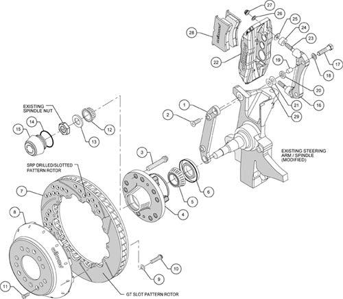Front Hub Kit FNSL6R, 14.00" Drilled