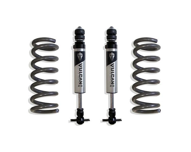 Part# 872172V MAX TRAC SUSPENSION is A Pair of 2.0" Front Lift COILS W/Vulcan Series Front Shocks Made from HOT Wound Steel & Powder Coated Grey