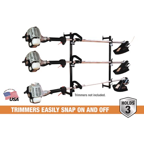 Buyers Products Landscape Trimmer LT12 Edger Locking Rack for Enclosed Trailers & Walls, Made In The USA, Holds 3 Yard Lawn Weed Whackers Tools, Trimmer Holder for Landscape Trailers
