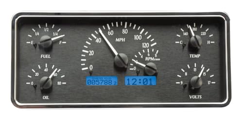 Dakota Digital VHX-63J-WAG-K-B Analog Dash Gauge System with Jeep 1963-72 Wagoneer & J Trucks, 1967-72 Jeepster Commando, Black Alloy Style, Blue Backlighting