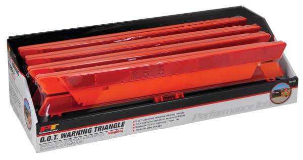 DOT Approved Performance Tool W1499 Warning Triangle for Roadside Emergencies - Lightweight and Stable at 29 Pounds - 17.5-Inch x 17.2-Inch