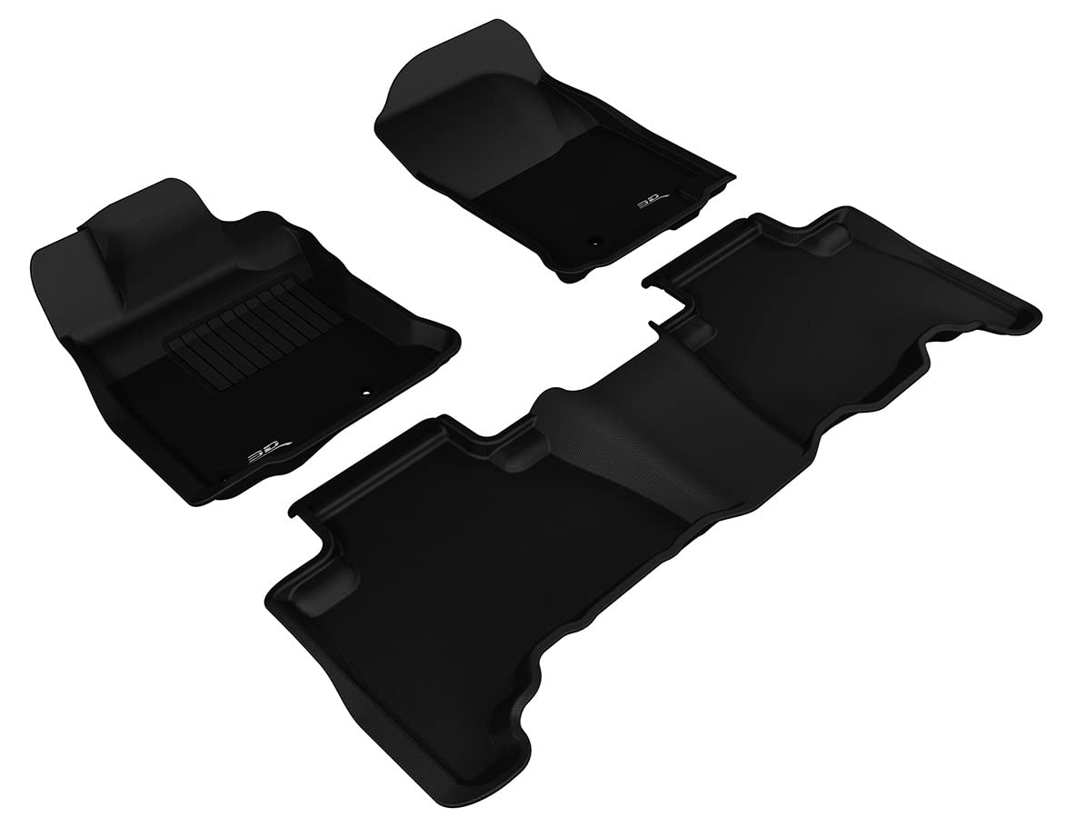 MAXpider 3D All-Weather Floor Mats for Toyota 4Runner 2013-2021 Custom Fit Car Floor Liners W/O 3rd Row, Kagu Series (1st & 2nd Row, Black)