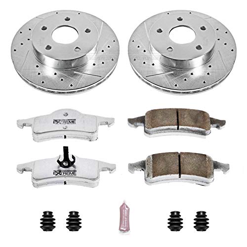 Rear Power Stop K2151-26 Z26 Carbon Fiber Brake Pads with Drilled & Slotted Brake Rotors Kit For Jeep Grand Cherokee 1999-2004 [Model Specific]