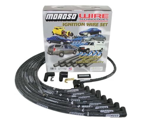 Moroso Mag Tune 9777M Sleeved Spark Plug Wire Set, Fits Big Block Chevy Engine, 90 Degree Plug Ends, Non HEI Distributor, Under Header Routing