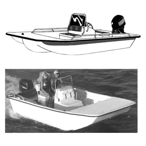 Carver 18 ft. 6 in. x 94 in. Poly-Flex ll Boat Cover for Bay Fishing Boat with Center Console & Shallow Draft Hull Slate Gray 71018F10